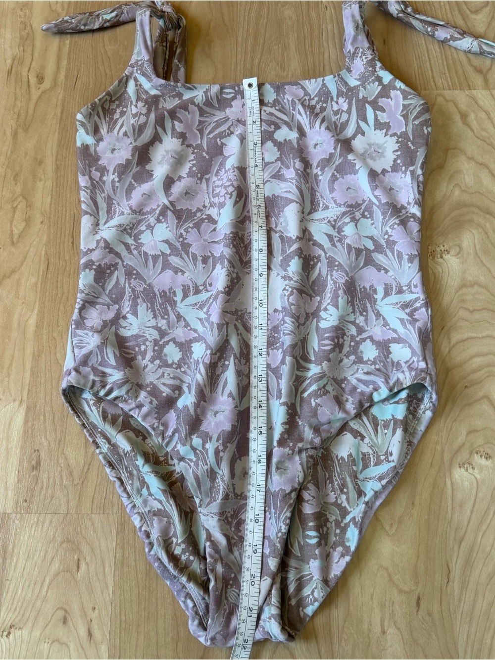 Floral Tie-Shoulder One-Piece Swimsuit in Dusty Rose - Picture 3 of 5